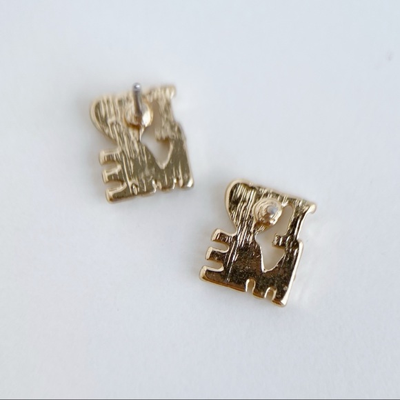 I Love Me Small Self Confidence Gold Tone Stud Earrings with hearts - Picture 8 of 12